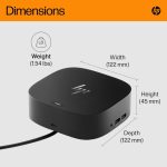 HP USB-C G5 ESSENTIAL DOCK – Black USB-C Laptop Docking Station With Ethernet, 2x Display Port, 1x HDMI 2.0, 1X RJ-45, Audio Jack, 4x SuperSpeed USB Type-A and 1x USB-C - Image 3
