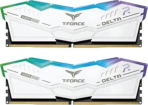 Team T-Force Delta RGB 32GB Kit (2 x 16GB), DDR5, 6000MHz (PC5-48000), CL30, ECC, AMD EXPO & XMP 3.0, PMIC, DIMM Memory, White.